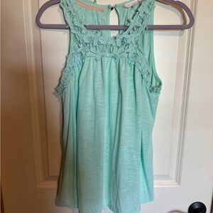 COCO + Jaimeson Mint Green Lace Detail Women's Top Size Large